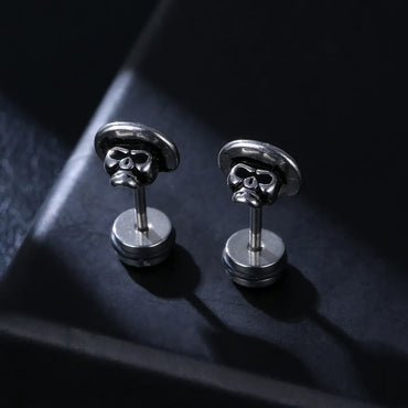 Fashion Skull Stainless Steel Plating Ear Studs 1 Pair