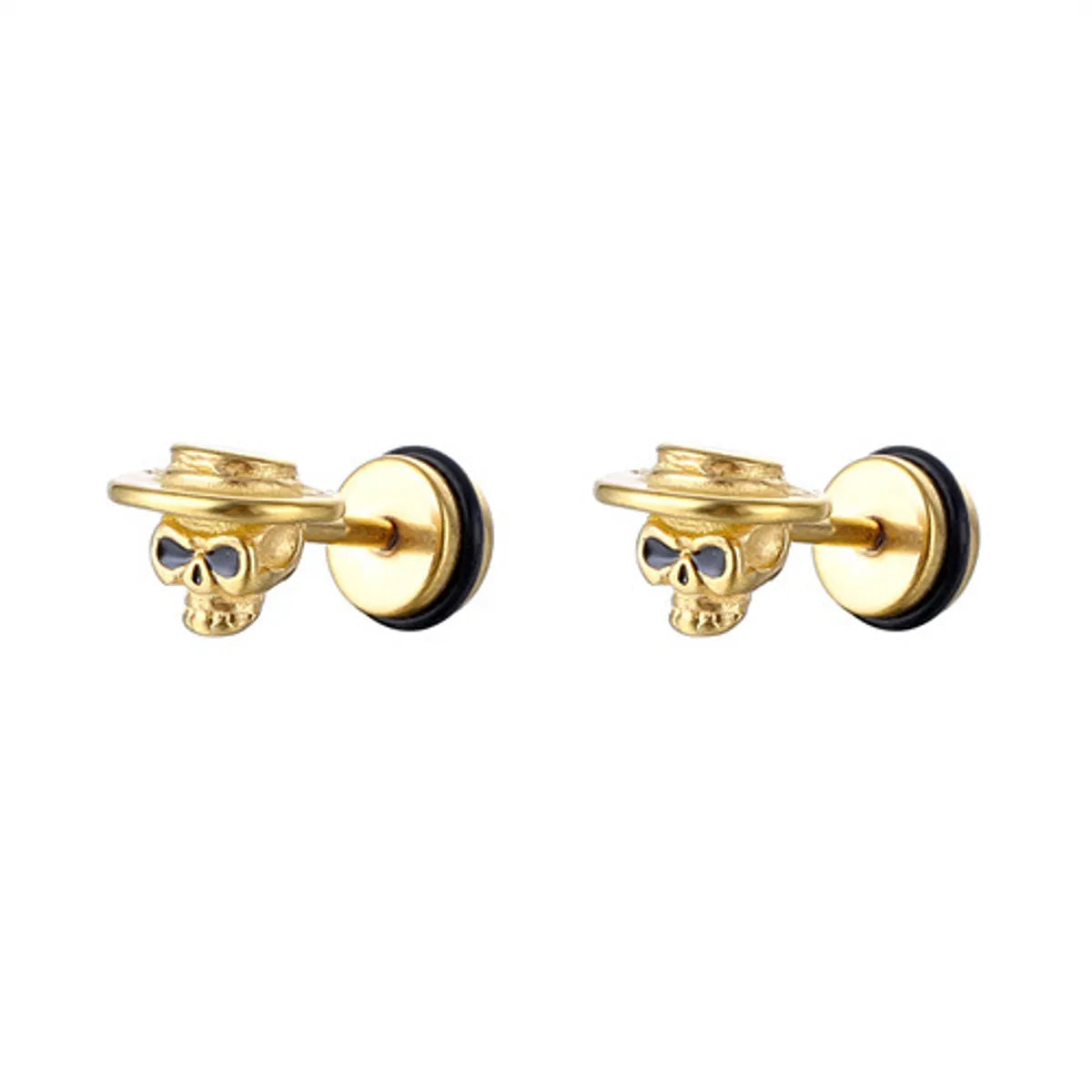 Fashion Skull Stainless Steel Plating Ear Studs 1 Pair