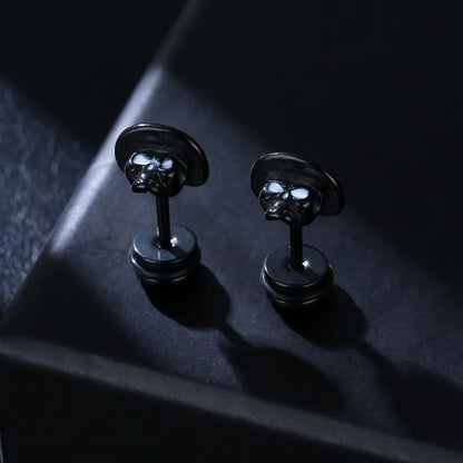 Fashion Skull Stainless Steel Plating Ear Studs 1 Pair