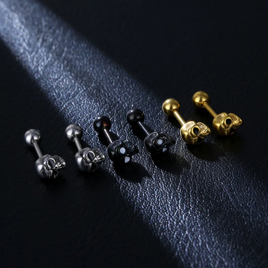 1 Piece Fashion Skull Stainless Steel Plating Ear Studs