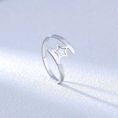 Fashion Sky Blue Luminous Star Element Stainless Steel Ring Jewelry