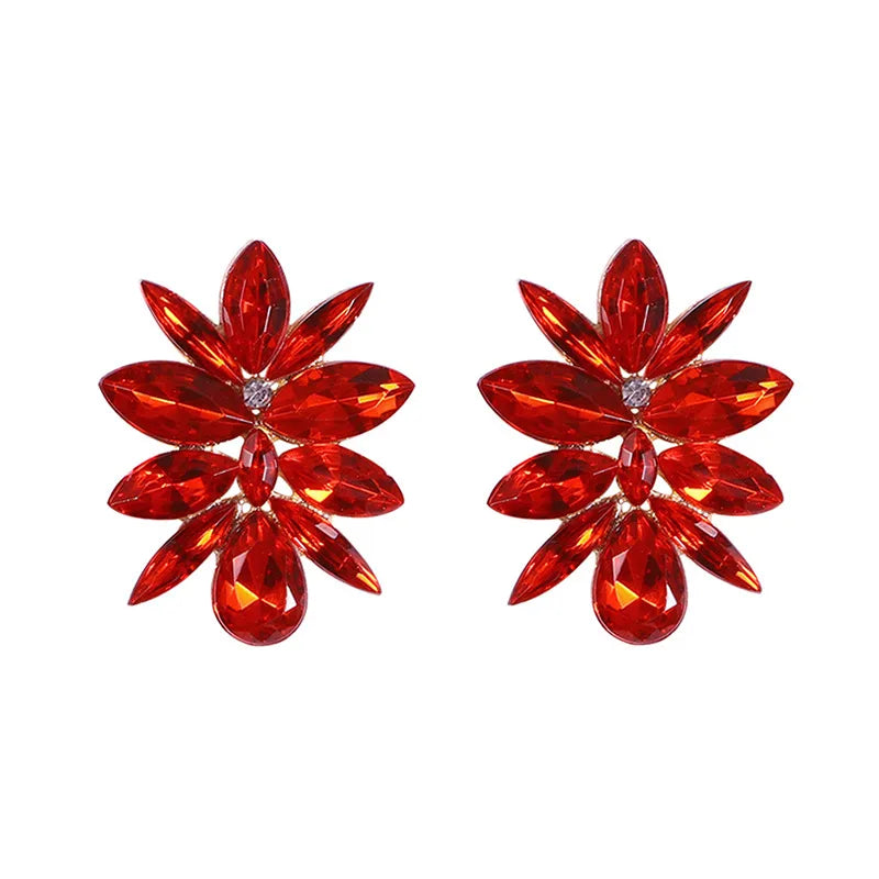 Fashion Small Flower Color Rhinestone Earrings