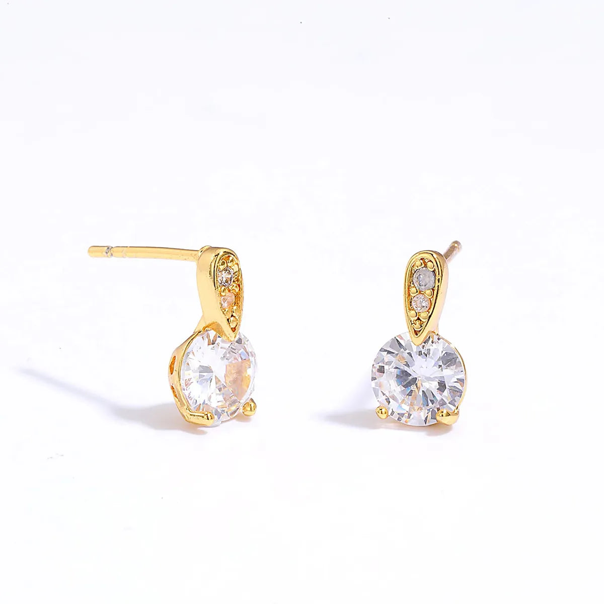 1 Piece Fashion Plating Inlaid Zircon Copper Zircon Ear Studs