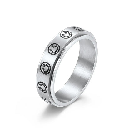 Fashion Smile Face Titanium Steel Rings Polishing Stainless Steel Rings