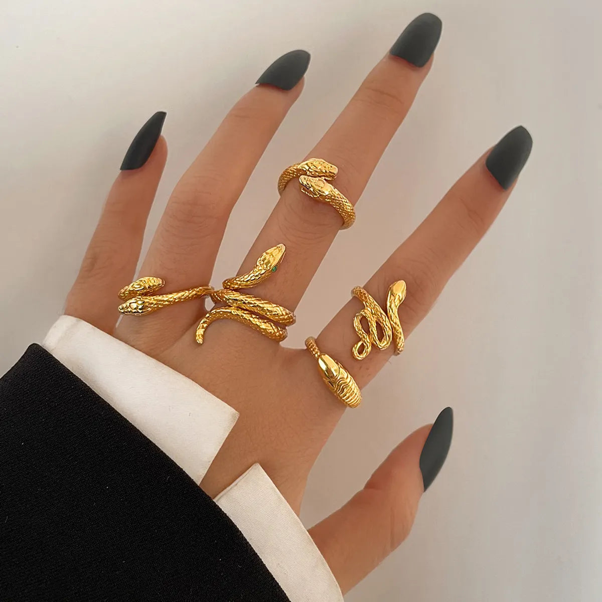 Fashion Snake Alloy Plating Inlay Rhinestones Women'S Rings