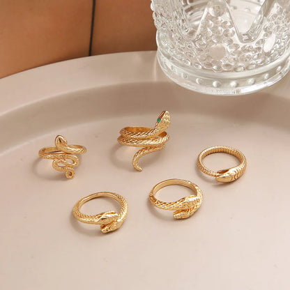 Fashion Snake Alloy Plating Inlay Rhinestones Women'S Rings