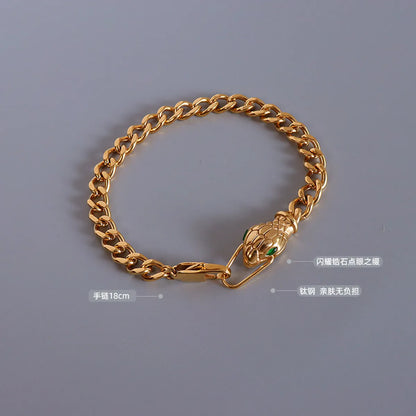 Fashion Animal 304 Stainless Steel 18K Gold Plated Zircon Bracelets In Bulk