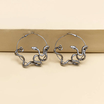 Fashion Snake Retro Dragon Alloy Solid Color Earrings Creative