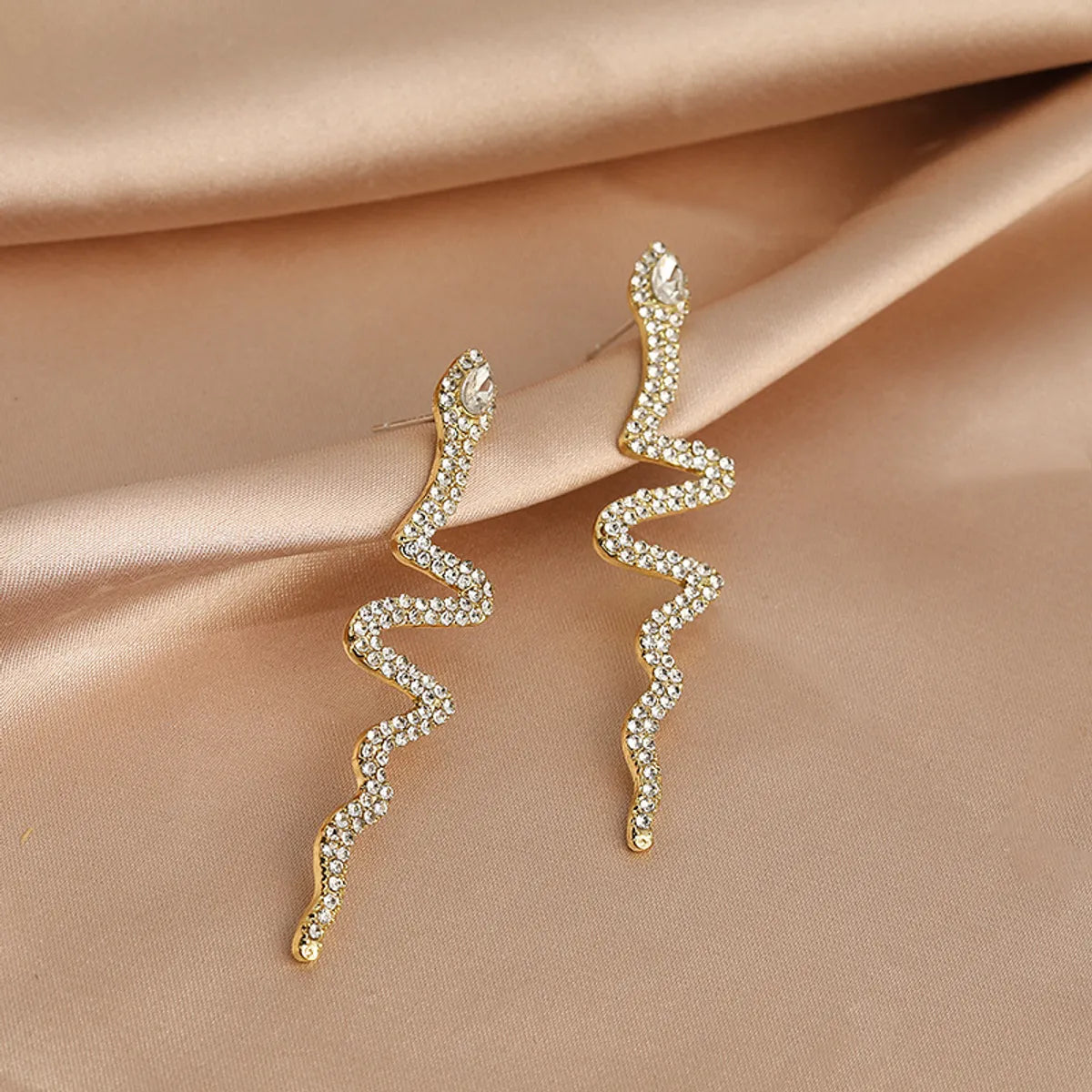 Fashion Snake-Shaped Inlaid Rhinestone Stud Earrings Wholesale