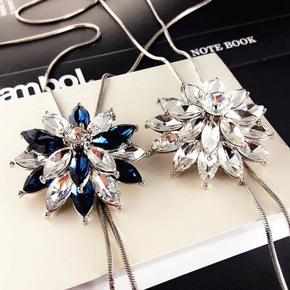 Fashion Snowflake Alloy Inlay Artificial Crystal Women'S Sweater Chain 1 Piece