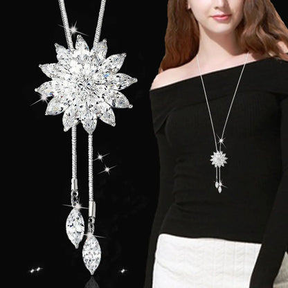 Fashion Snowflake Alloy Inlay Artificial Crystal Women'S Sweater Chain 1 Piece