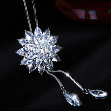 Fashion Snowflake Alloy Inlay Artificial Crystal Women'S Sweater Chain 1 Piece