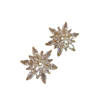 Fashion Snowflake Alloy Inlay Rhinestones Women'S Ear Studs 1 Pair