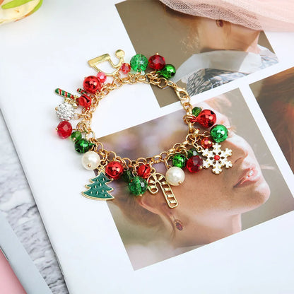 Fashion Snowflake Alloy Pearl Plating Inlay Rhinestones Bracelets