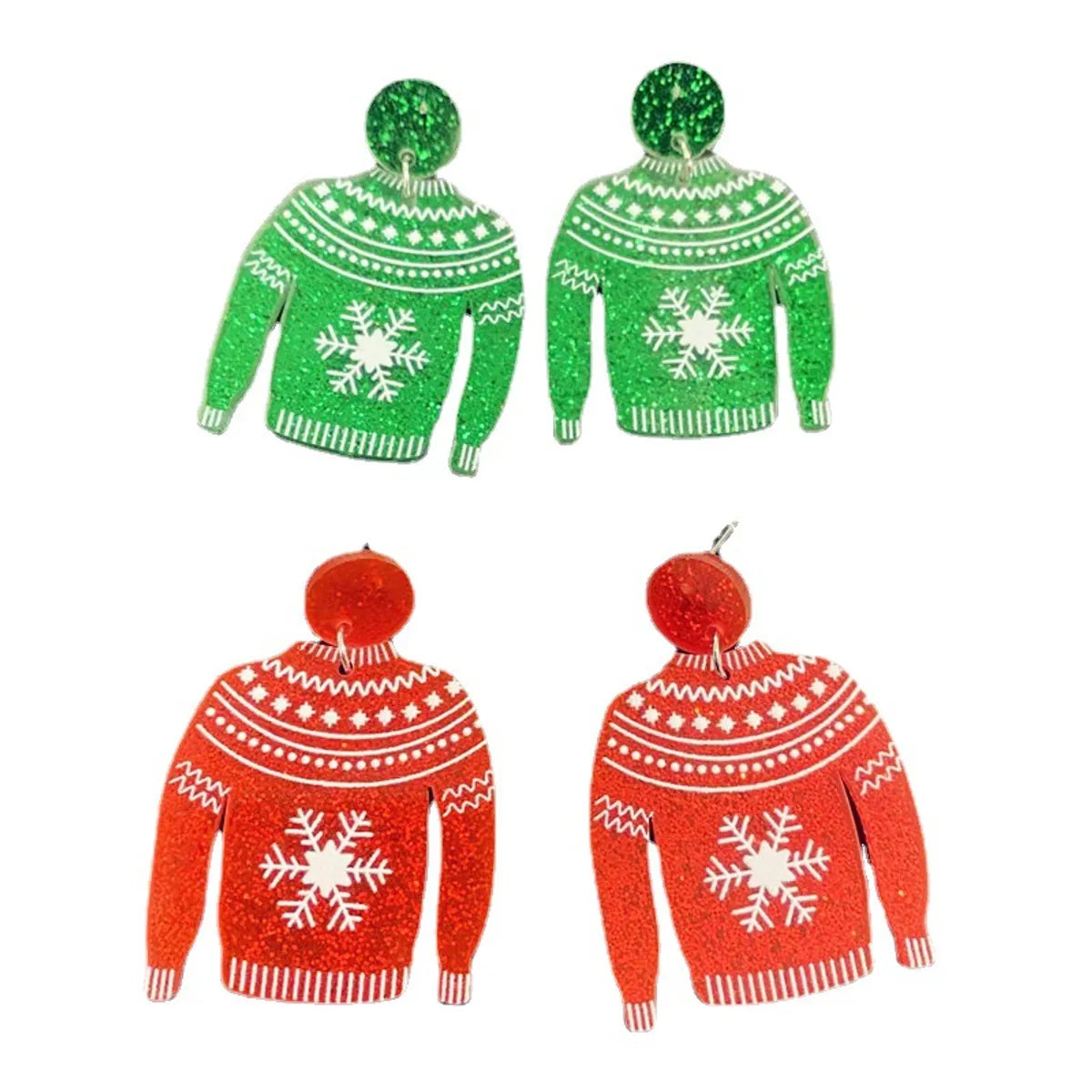 1 Pair Fashion Snowflake Printing Arylic Drop Earrings