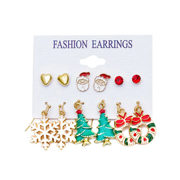 Fashion Snowflake Elk Alloy Plating Women's Drop Earrings Ear Studs 6 Pairs