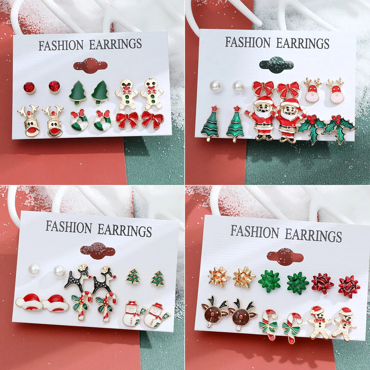 Fashion Snowflake Elk Alloy Plating Women's Drop Earrings Ear Studs 6 Pairs