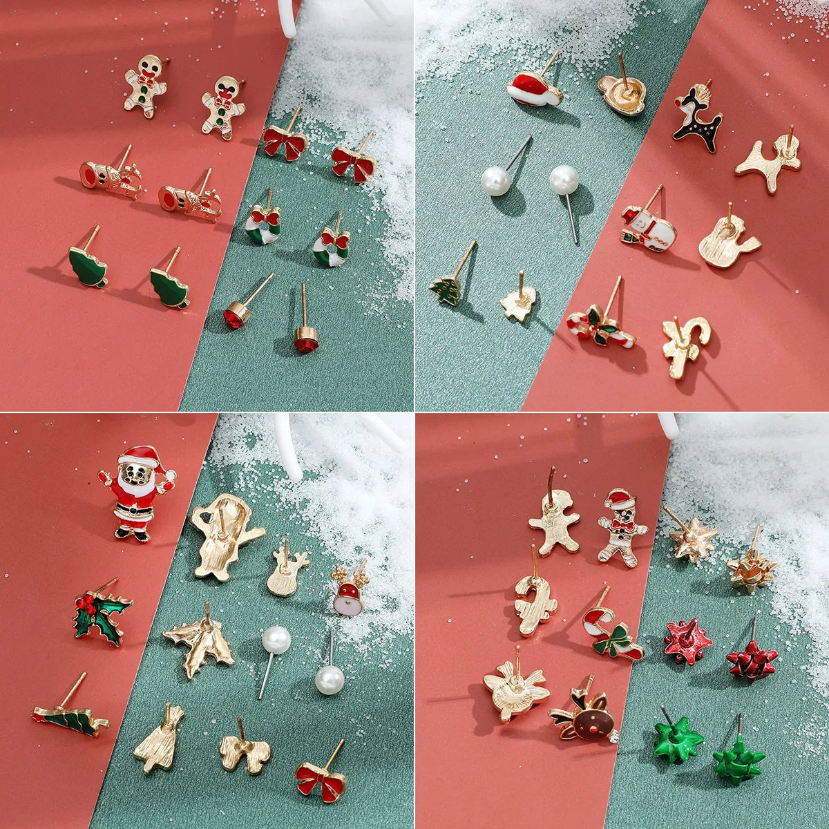 Fashion Snowflake Elk Alloy Plating Women's Drop Earrings Ear Studs 6 Pairs