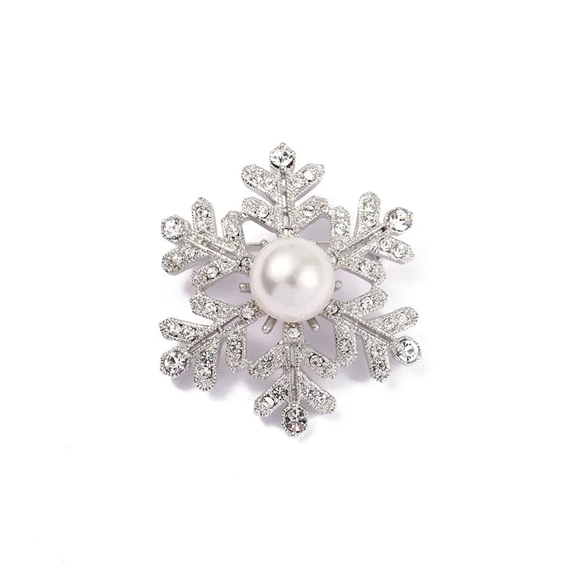 Fashion Snowflake Imitation Pearl Alloy Rhinestone Women'S Brooches