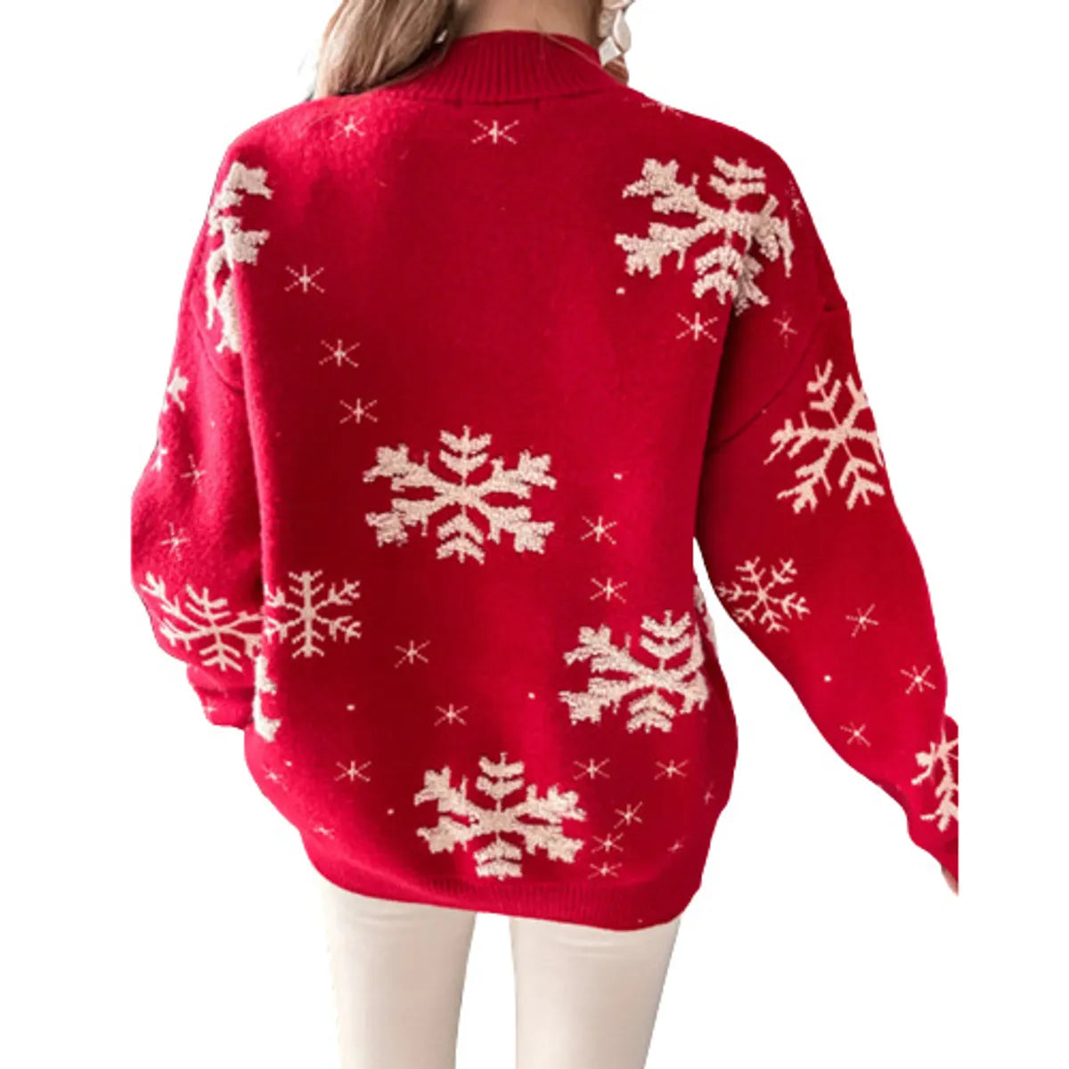 Women'S Sweater Long Sleeve Sweaters & Cardigans Jacquard Fashion Snowflake