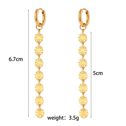 Fashion Snowflake Tassel Stainless Steel Gold Plated Drop Earrings