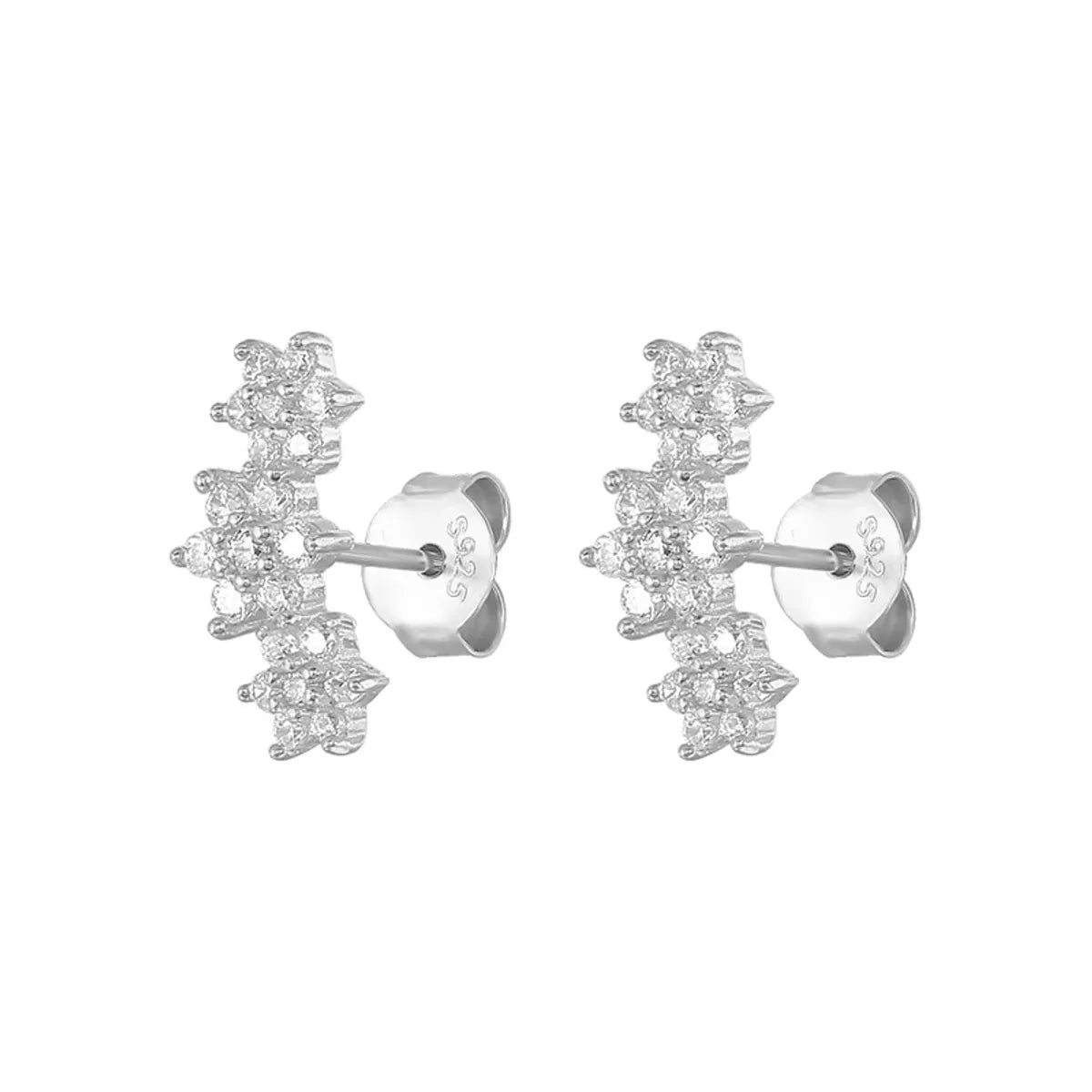 Fashion Snowflake Sterling Silver Inlay Zircon Ear Studs 1 Pair