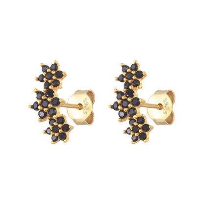 Fashion Snowflake Sterling Silver Inlay Zircon Ear Studs 1 Pair