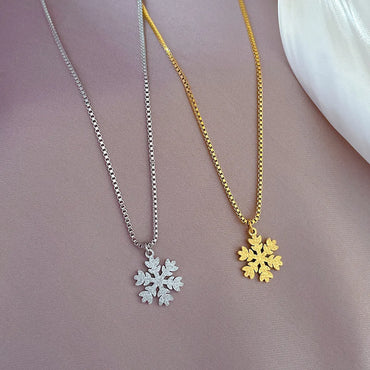 Fashion Snowflake Titanium Steel Plating Pendant Necklace