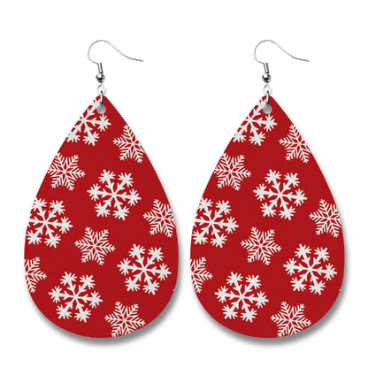 Fashion Snowman Snowflake Elk Pu Leather Iron Christmas Women's Drop Earrings 1 Pair