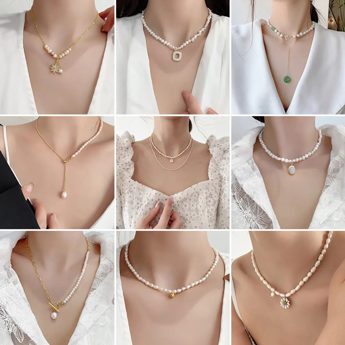 Alloy Freshwater Pearl Copper Fashion Solid Color Irregular Necklace