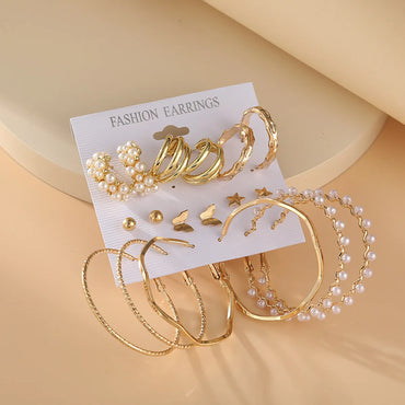 Fashion Solid Color Alloy Plating Pearl Earrings Ear Studs 1 Set