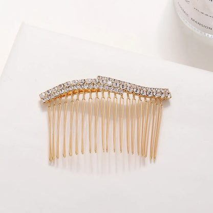 Fashion Solid Color Alloy Plating Rhinestones Hair Combs 1 Piece