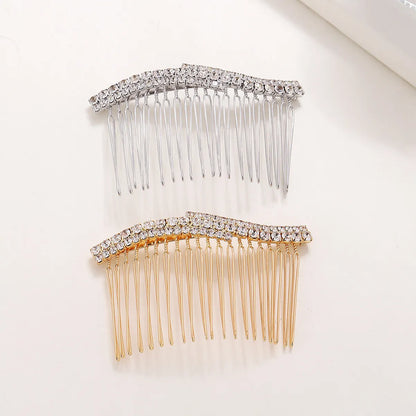 Fashion Solid Color Alloy Plating Rhinestones Hair Combs 1 Piece