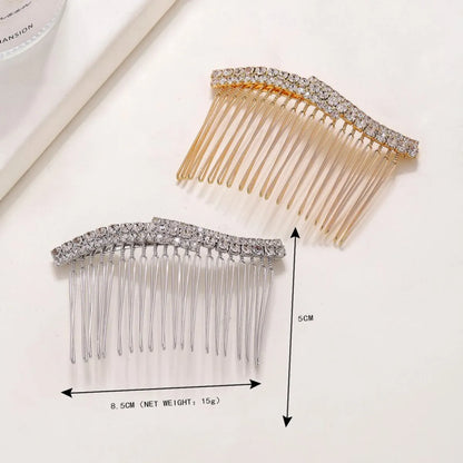 Fashion Solid Color Alloy Plating Rhinestones Hair Combs 1 Piece