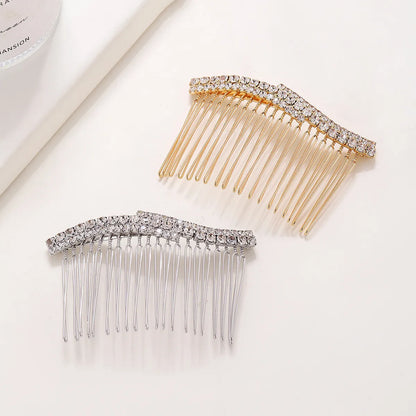 Fashion Solid Color Alloy Plating Rhinestones Hair Combs 1 Piece