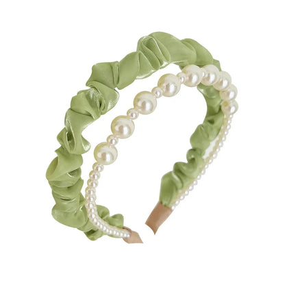 Fashion Solid Color Cloth Pearl Hair Band 1 Piece