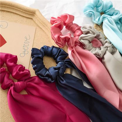 Fashion Solid Color Cloth Pleated Hair Tie 1 Piece