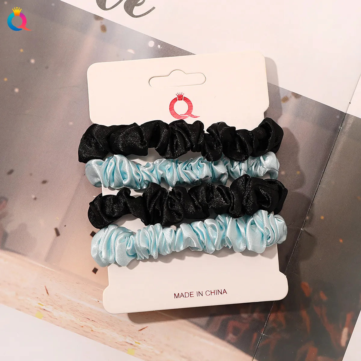 Fashion Solid Color Cloth Pleated Hair Tie 4 Pieces