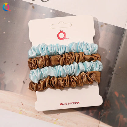 Fashion Solid Color Cloth Pleated Hair Tie 4 Pieces