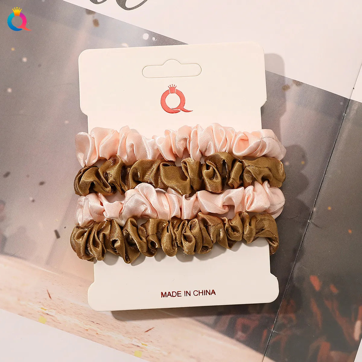 Fashion Solid Color Cloth Pleated Hair Tie 4 Pieces