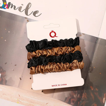 Fashion Solid Color Cloth Pleated Hair Tie 4 Pieces