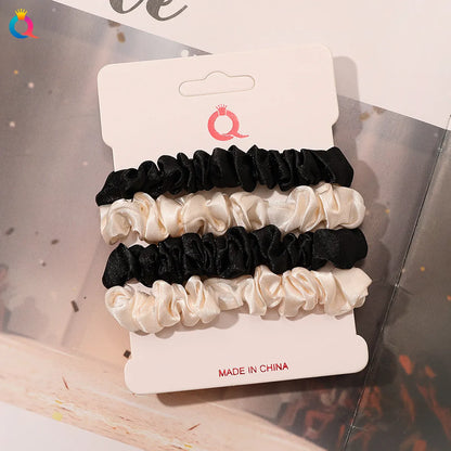 Fashion Solid Color Cloth Pleated Hair Tie 4 Pieces