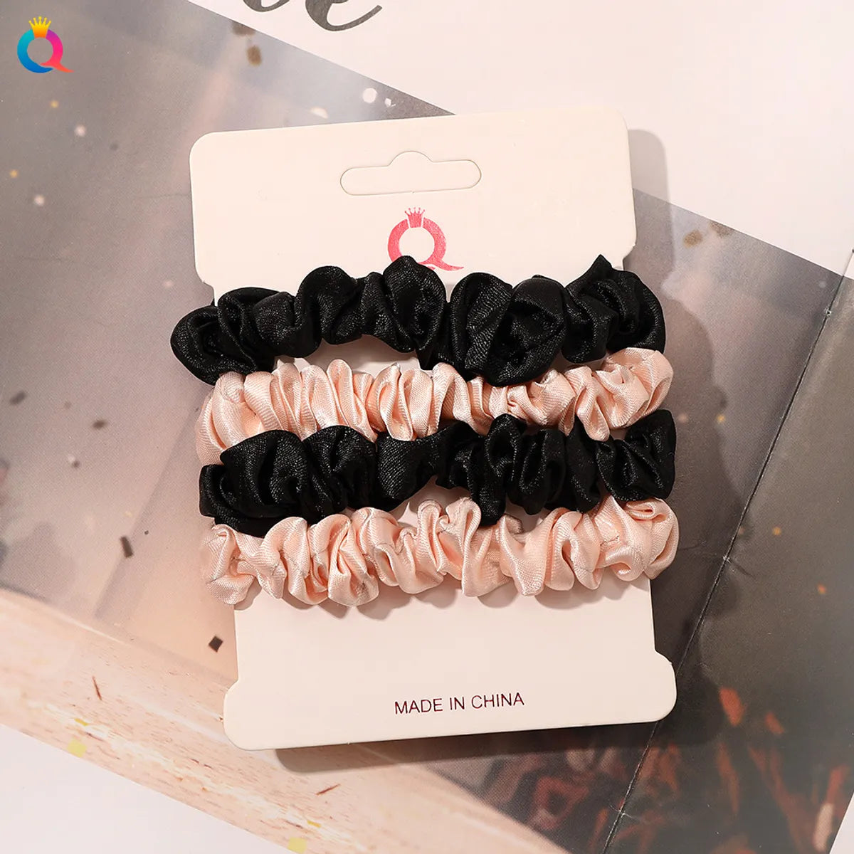 Fashion Solid Color Cloth Pleated Hair Tie 4 Pieces