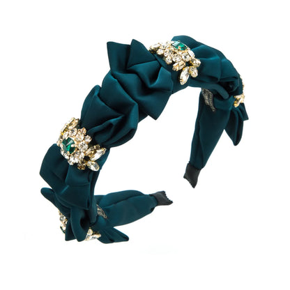 Fashion Solid Color Cloth Satin Inlay Rhinestones Hair Band 1 Piece