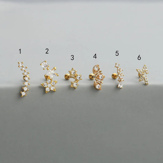 1 Piece Fashion Solid Color Inlay Copper Zircon Ear Studs