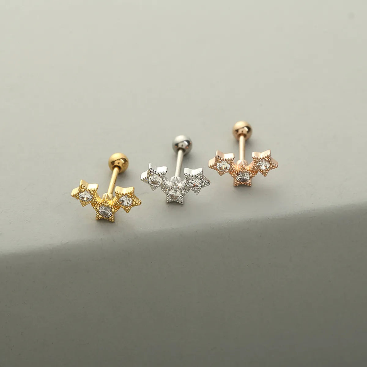 1 Piece Fashion Solid Color Inlay Copper Zircon Ear Studs