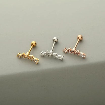 1 Piece Fashion Solid Color Inlay Copper Zircon Ear Studs