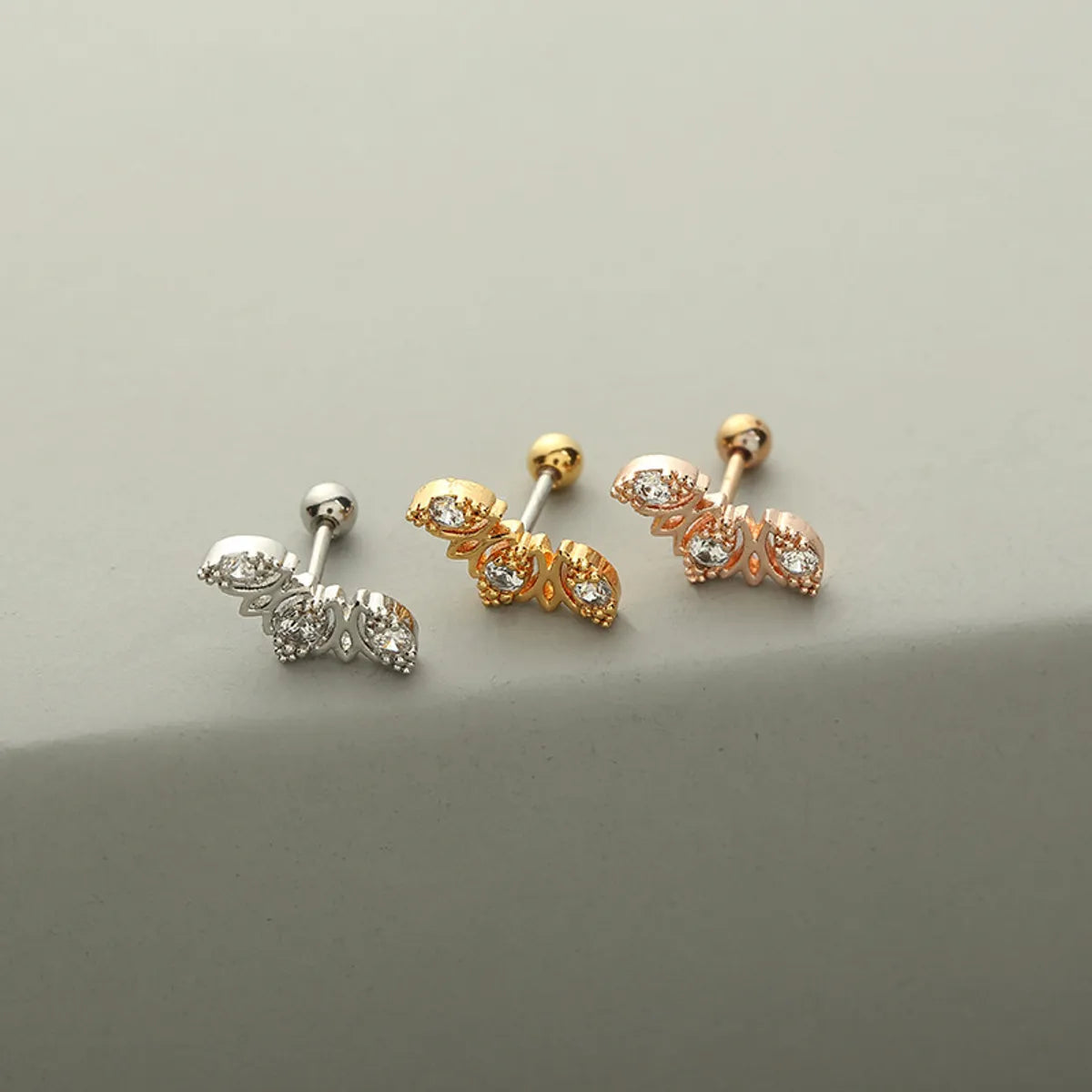 1 Piece Fashion Solid Color Inlay Copper Zircon Ear Studs