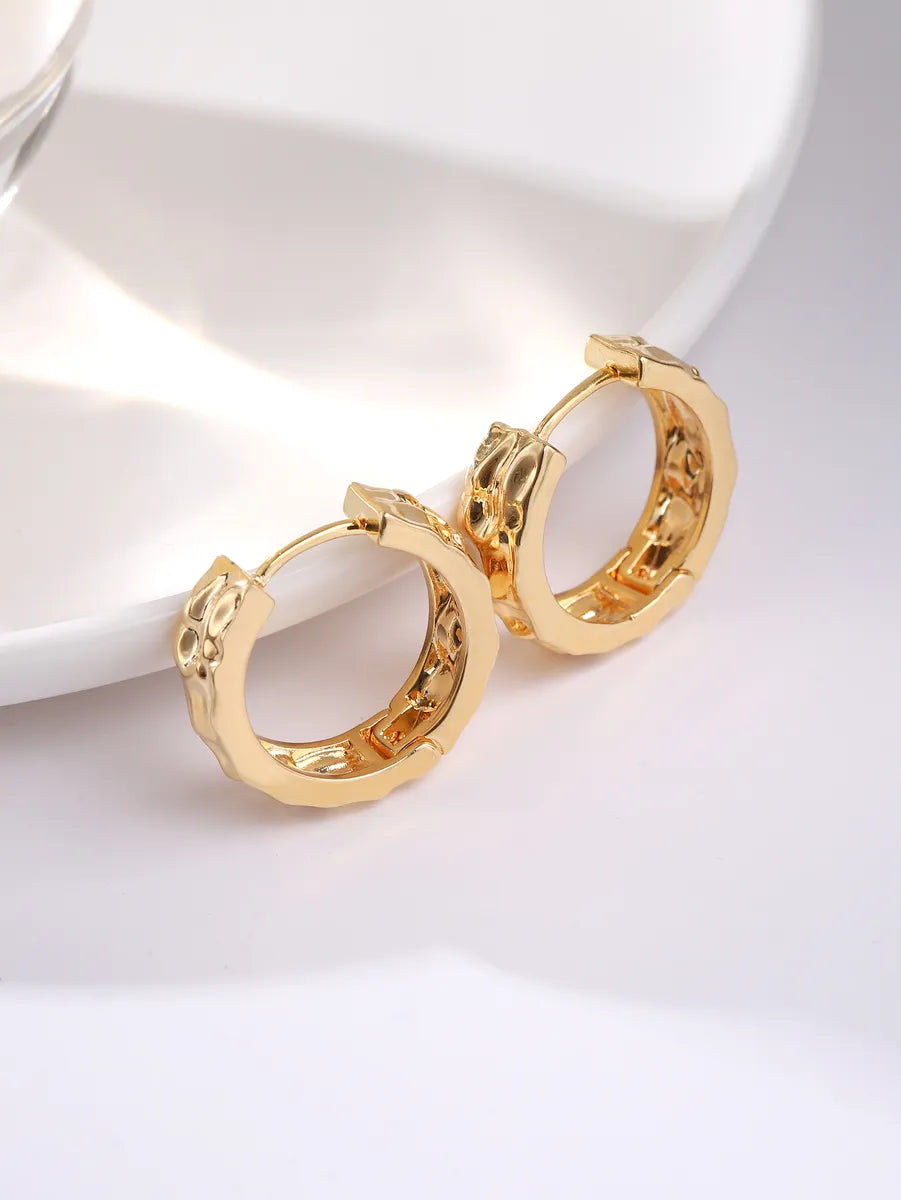 Fashion Solid Color Copper Gold Plated Earrings 1 Pair