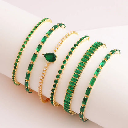 Fashion Solid Color Copper Plating Inlay Zircon Bracelets 1 Piece